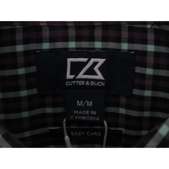 Cutter & Buck Men Shirt Medium Purple Plaid Button Down Long Sleeve Casual NWT - Picture 3 of 5